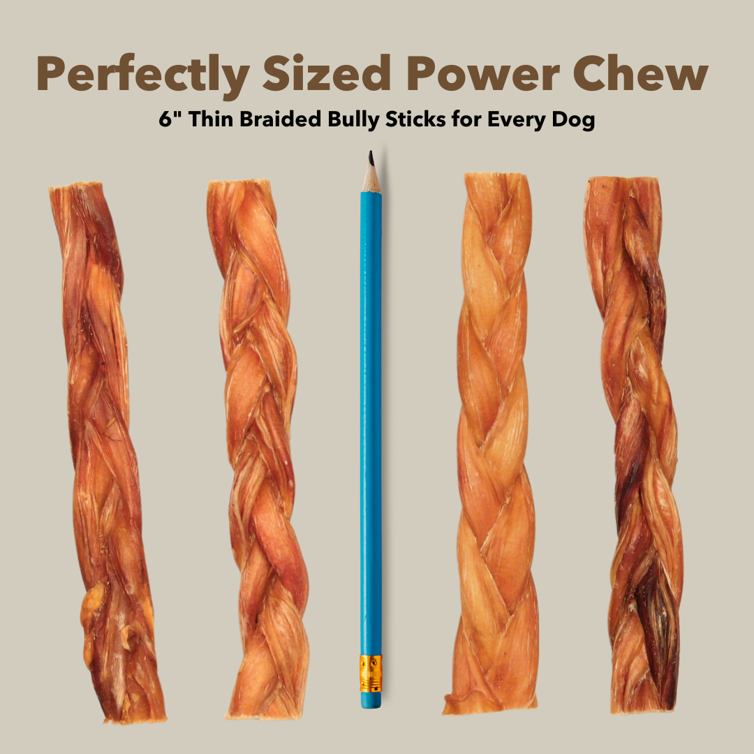 6" Thin Braided Bulk Bully Sticks-4