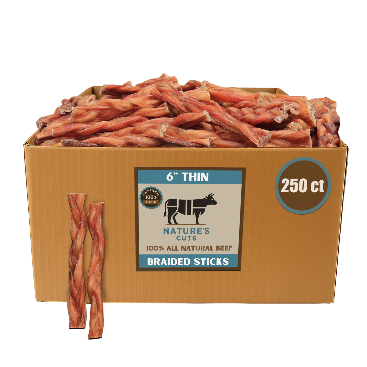 6" Thin Braided Bulk Bully Sticks-6